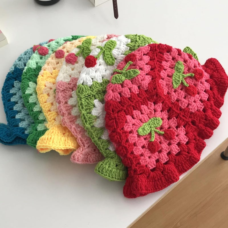 Busnos Crochet Bucket Hats for Women Handmade Hat Cute Foldable Knitted Hats for Women - Image 4